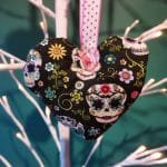 Small colourful skulls and flowers on black heart - pic 3