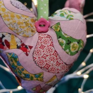 Colourful birds on pale pink heart - pic 2