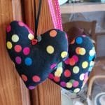 Colourful polka dots on black heart - pic 4