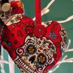 Large colourful white skull on red heart - pic 2